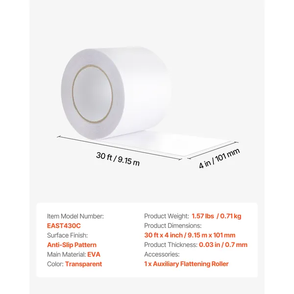 Anti-Slip Tape, 30 FT x 4 inch Transparent Non-Slip Grip Tape for Indoor & Outdoor Use, Ultra-Clear Non Skid Traction Treads for Bathrooms Boats Stairs Pools, Safe & Comfortable for Bare Feet - Image 3