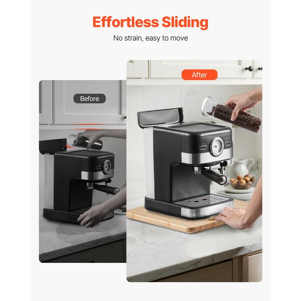 Appliance Slider, Small 10.5 x 13-inch, Rolling Sliding Tray with Rubber Wheels & Hollow Handle, Easy to Clean, Appliance Rolling Tray for Coffee Maker, Kitchen Countertop, Natural Wood - Image 7