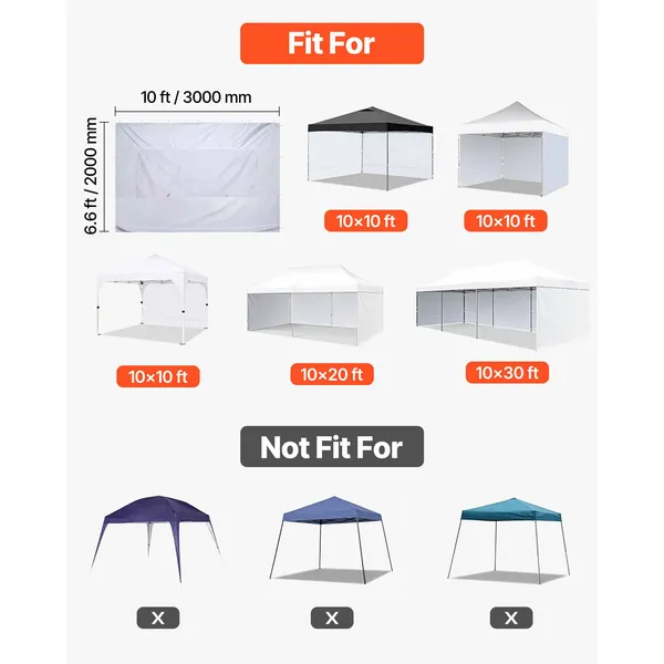 Canopy Sidewalls, Fit for 10 x 10 ft Pop Up Canopy Tent, Tent Side Walls with Waterproof and Sunlight Protection Layer for Outdoor Event Tents, Vendor Booths, Camping (1 Sidewall Only, White) - Image 3