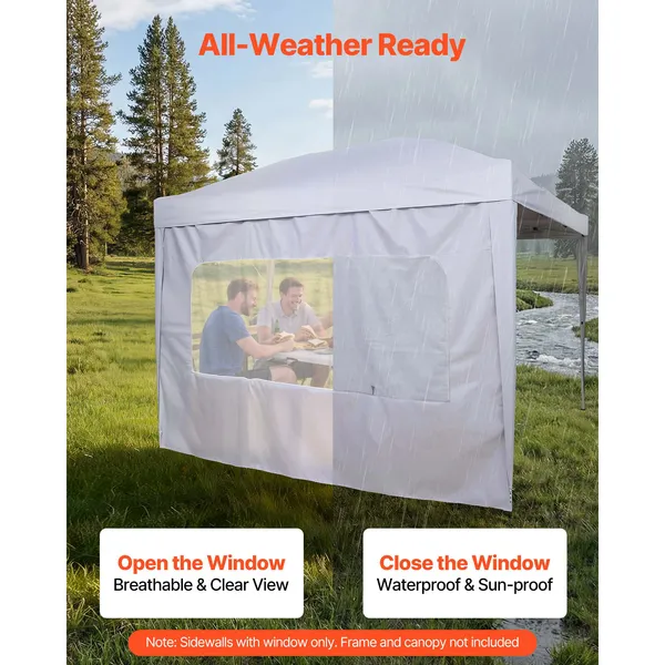 Canopy Sidewalls, Fit for 10 x 10 ft Pop Up Canopy Tent, Tent Side Walls with Waterproof and Sunlight Protection Layer for Outdoor Event Tents, Vendor Booths, Camping (1 Sidewall Only, White) - Image 6