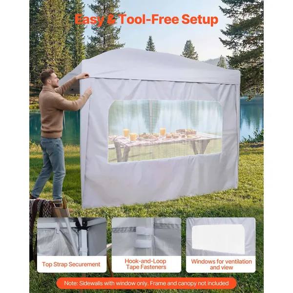 Canopy Sidewalls, Fit for 10 x 10 ft Pop Up Canopy Tent, Tent Side Walls with Waterproof and Sunlight Protection Layer for Outdoor Event Tents, Vendor Booths, Camping (1 Sidewall Only, White) - Image 7