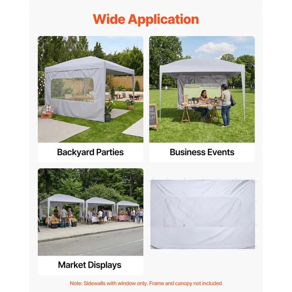 Canopy Sidewalls, Fit for 10 x 10 ft Pop Up Canopy Tent, Tent Side Walls with Waterproof and Sunlight Protection Layer for Outdoor Event Tents, Vendor Booths, Camping (1 Sidewall Only, White) - Image 8
