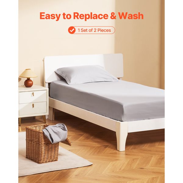 Fitted Sheet, 1 Set of 2 Pieces, Twin Size Elastic Fitted Sheet with High-Quality Microfiber, Wear-Resistant & Breathable Twin Fitted Sheet with Single-Sided Brushing, Fit for 15 in Mattress - Image 7