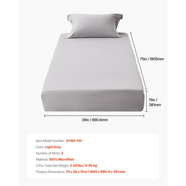 Fitted Sheet, 1 Set of 2 Pieces, Twin Size Elastic Fitted Sheet with High-Quality Microfiber, Wear-Resistant & Breathable Twin Fitted Sheet with Single-Sided Brushing, Fit for 15 in Mattress - Image 8