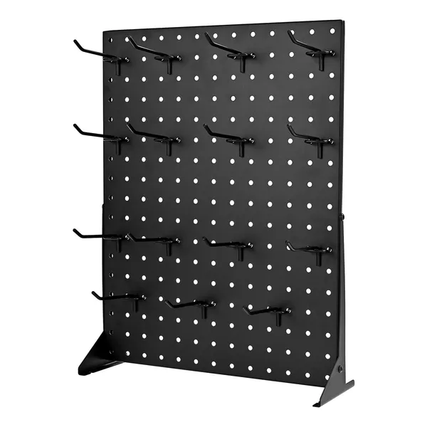 Pegboard Display Stand, 17 x 13 Inch Tabletop Pegboard Display Stand with 15 Hooks, Thickened Cold-Rolled Steel Peg Board Panel for Grocery, Retail Store and Jewelry Shop, Black (1 PCS) - Image 6