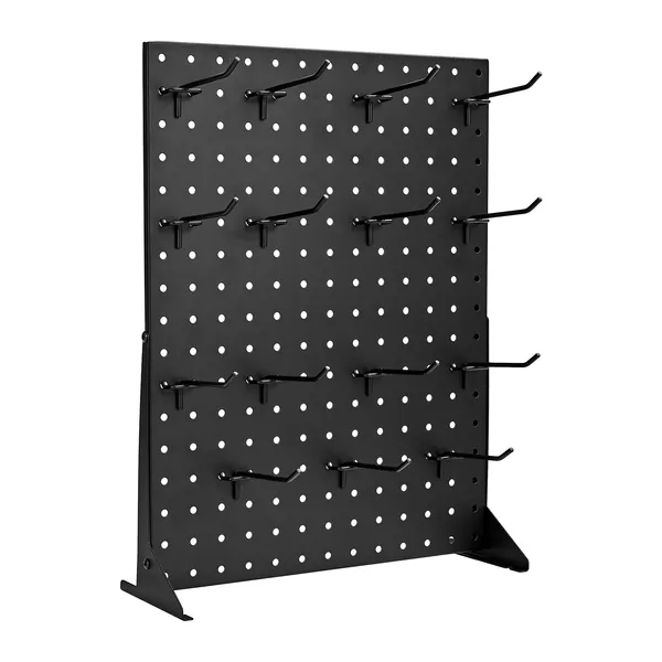 Pegboard Display Stand, 17 x 13 Inch Tabletop Pegboard Display Stand with 15 Hooks, Thickened Cold-Rolled Steel Peg Board Panel for Grocery, Retail Store and Jewelry Shop, Black (1 PCS) - Image 8