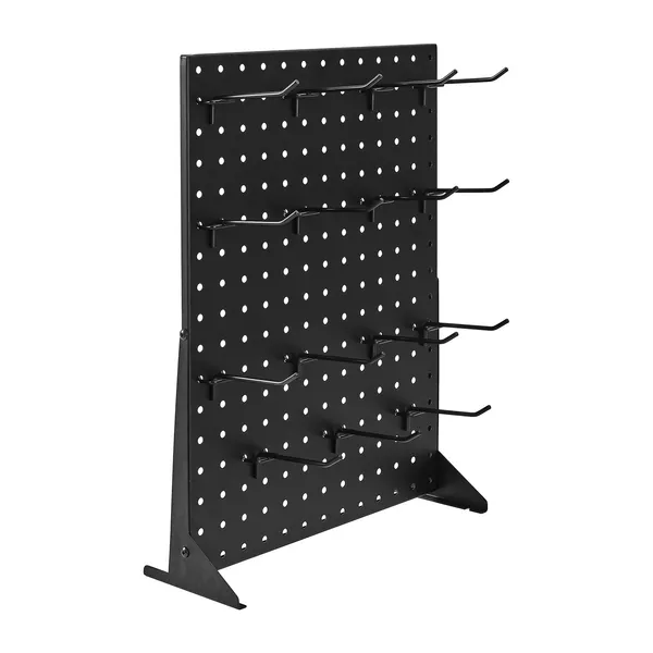 Pegboard Display Stand, 17 x 13 Inch Tabletop Pegboard Display Stand with 15 Hooks, Thickened Cold-Rolled Steel Peg Board Panel for Grocery, Retail Store and Jewelry Shop, Black (1 PCS) - Image 9