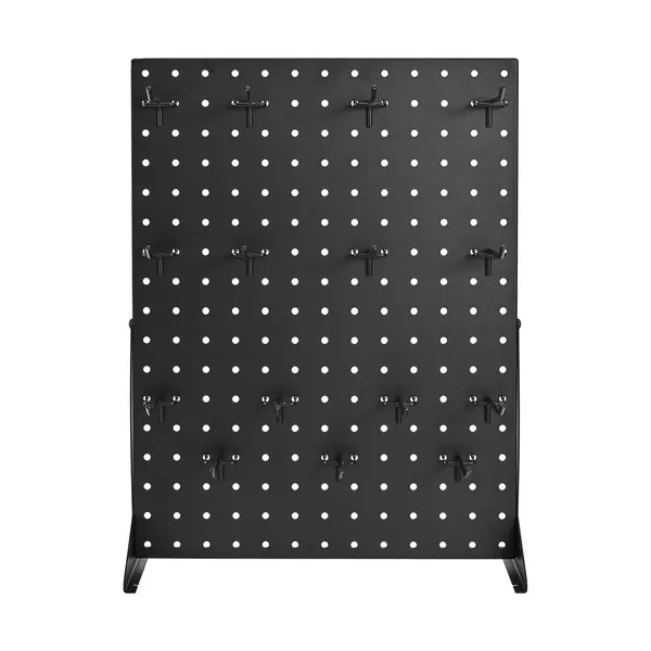 Pegboard Display Stand, 17 x 13 Inch Tabletop Pegboard Display Stand with 15 Hooks, Thickened Cold-Rolled Steel Peg Board Panel for Grocery, Retail Store and Jewelry Shop, Black (1 PCS) - Image 2