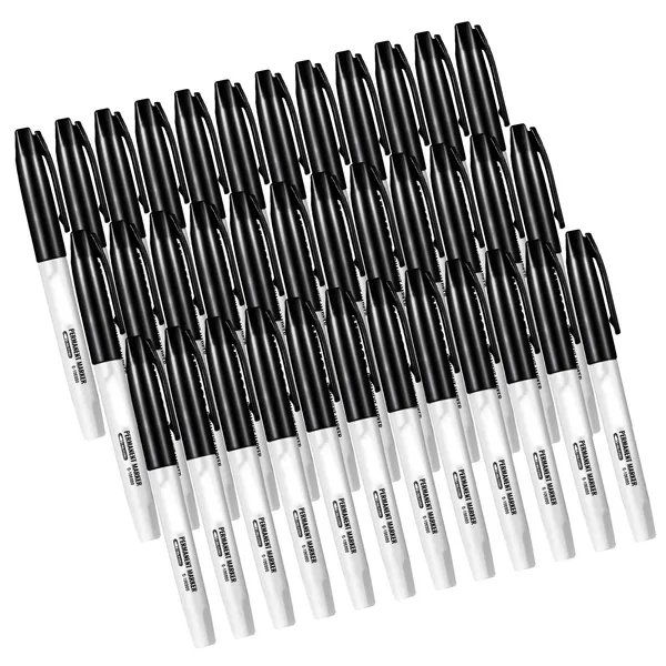 Permanent Markers, 36 Pack Black Permanent Marker Set, Quick Drying & Fade Resistant, Fine Point Markers for Plastic, Paper, Metal, and More - Image 12