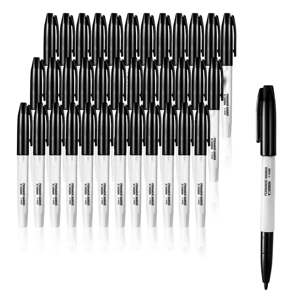 Permanent Markers, 36 Pack Black Permanent Marker Set, Quick Drying & Fade Resistant, Fine Point Markers for Plastic, Paper, Metal, and More - Image 2