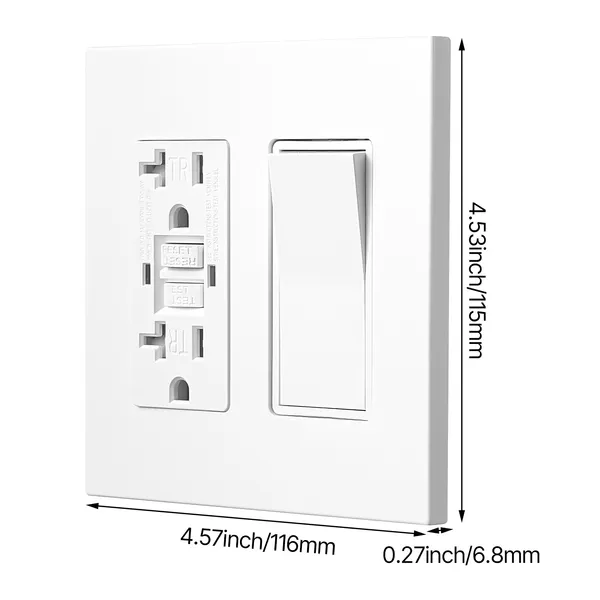 Rocker Light Switch Wall Plates, 2-Gang Decorative Outlet Covers,Standard Size 4.57in L x 4.53in H Unbreakable Polycarbonate Thermoplastic Faceplate for Receptacle Outlet&Switch(5 Pack, White) - Image 9