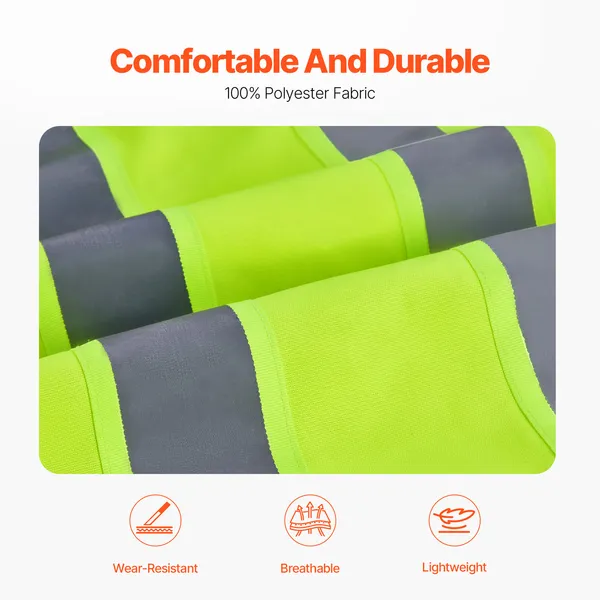 Safety Vest, 10 Pockets Yellow Safety Vest, Hi Vis Zipper Front Safety Vest with Reflective Strips, High Visibility Work Construction Vest with Pockets and Walkie-Talkie Clip, for Men & Woman - Image 5