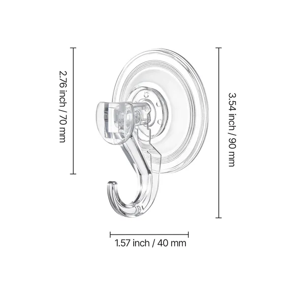 Suction Cup Hooks 6 Pack, 2.76 x 3.54 x 1.57 inch, 10 LBS Max Load Clear Shower Suction Cups, Strong and Reusable Heavy Duty Wall Holder, for Loofah, Towel, Glass, Window, Kitchen, Bathroom - Image 6