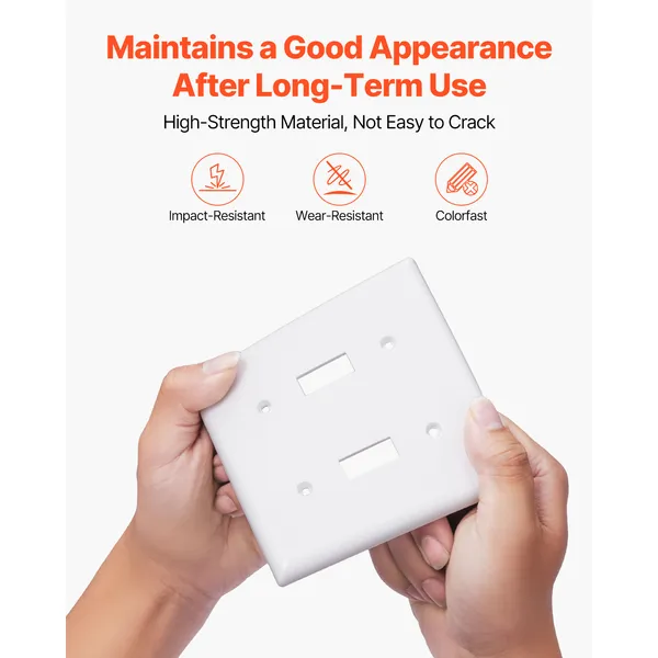 Toggle Light Switch Wall Plates, 2-Gang Switch Electrical Outlet Covers, Standard Size 4.61in L x 4.53in H Unbreakable Polycarbonate Thermoplastic Faceplate (5 Pack, White) - Image 6