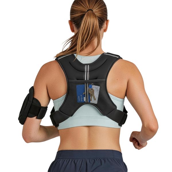 Weighted Vest, 6 lbs Body Weight Vest for Men Women, with Reflective Stripe, Adjustable Buckle, Workout Equipment for Strength Training, Running, Jogging, Fitness, Muscle Building, Weight Loss